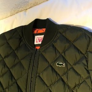 lacoste quilted bomber jacket